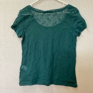 Elementz Forest Green Lace Short Sleeve Top- Large
